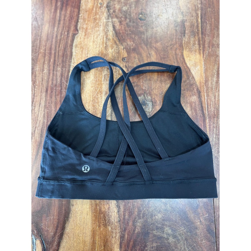 Lululemon energy sports bra womens size 4 black strappy back yoga top sports bra